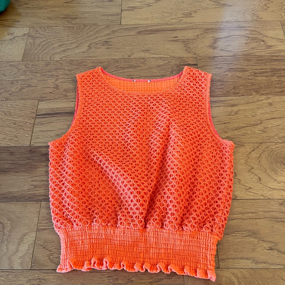 Orange Sleeveless Knit Top